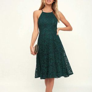 Lulu's Teal Lace Halter Dress